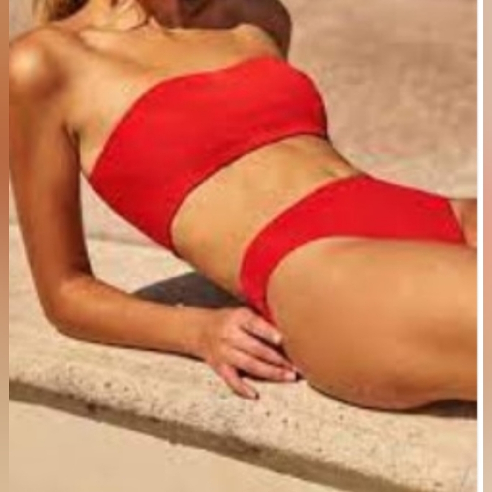 Peixoto Bikini Set Red Sangria Rib (NWOT)